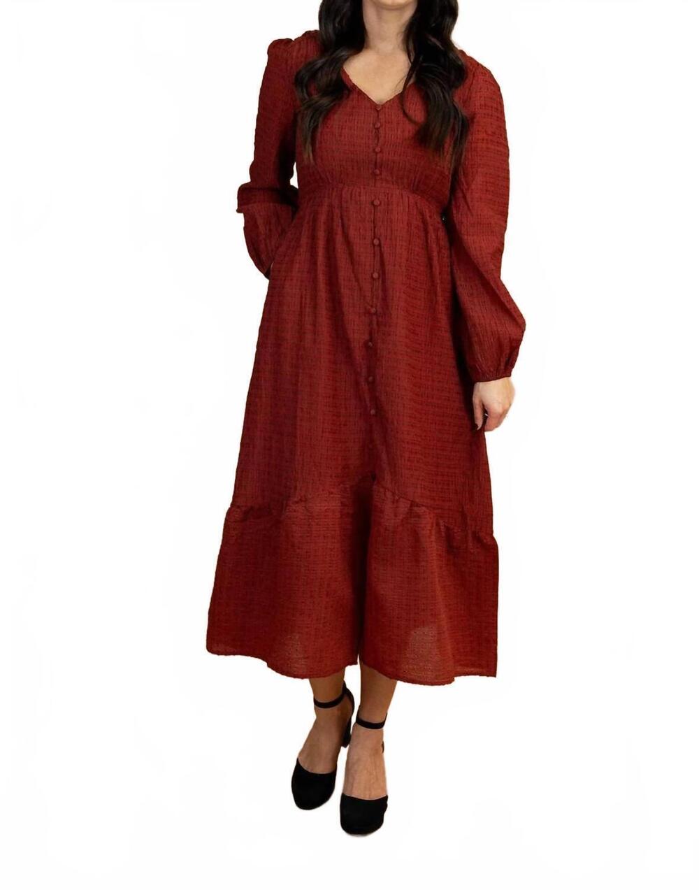 NEW POLAGRAM dorothy midi dress in brick